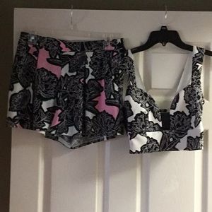 Two Piece Crop Top Short Set